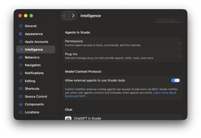 Allow external agents to use Xcode tools