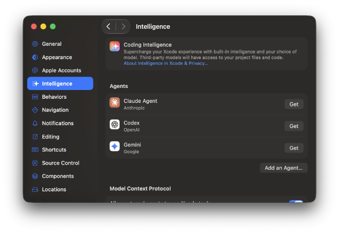 Install agent in Xcode