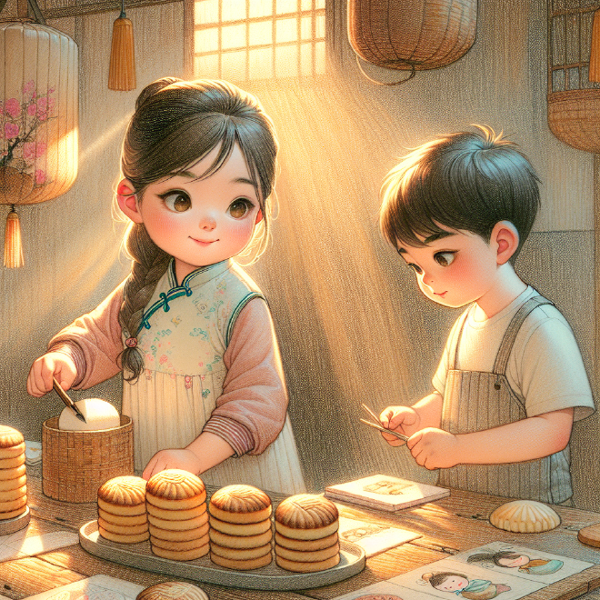 Xiaoming and Lili helped prepare Chongyang cakes and a handmade card for their grandparents, filling their home with happiness and a festive atmosphere.