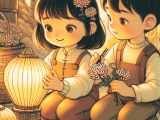 Xiaoming and Lili create a chrysanthemum lantern for the Double Ninth Festival and celebrate with their family on a mountain, enjoying the scenery and sharing stories.