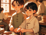 Two friends, Xiaoming and Lili, learn to make traditional Chinese sausages together, adding warmth and flavor to their family's winter celebrations.