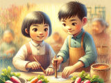 Xiaoming and Lili learn to make pickled radishes with their grandmother, enjoying the process and creating a delicious result.