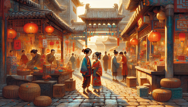 With Xiaoming's help and encouragement, Lili overcomes her initial frustration and learns to use chopsticks, understanding the importance of perseverance.