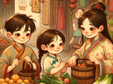 Lili and Xiaoming accompany Lili's mother to a farmer's market to buy fresh produce for a healthy family dinner and learn about different vegetables and fruits.