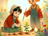 Lili and Xiaoming plant a colorful garden together, learning about nature and the rewards of hard work.