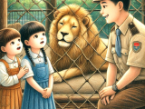 Lili and Xiaoming's initial fear of lions at the zoo turned into admiration after learning from the zookeeper that the seemingly scary lion was actually friendly and well-cared for.