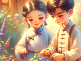 Lili and Xiaoming plant and care for a small tree together, learning the importance of nurturing both nature and their friendship.