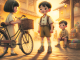 Having learned to ride a bicycle, Xiao Ming gets lost on his way to his friend's house but eventually finds it after asking for directions and learns the importance of asking for help.