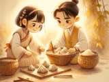 Lili learns to make zongzi with her grandmother's patient guidance and encouragement, overcoming her initial difficulties to create a beautiful zongzi for the Dragon Boat Festival.