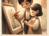 Xiao Ming gifts his mother a beautiful Chinese flower painting for her birthday, which she greatly appreciates as the best gift she has received.