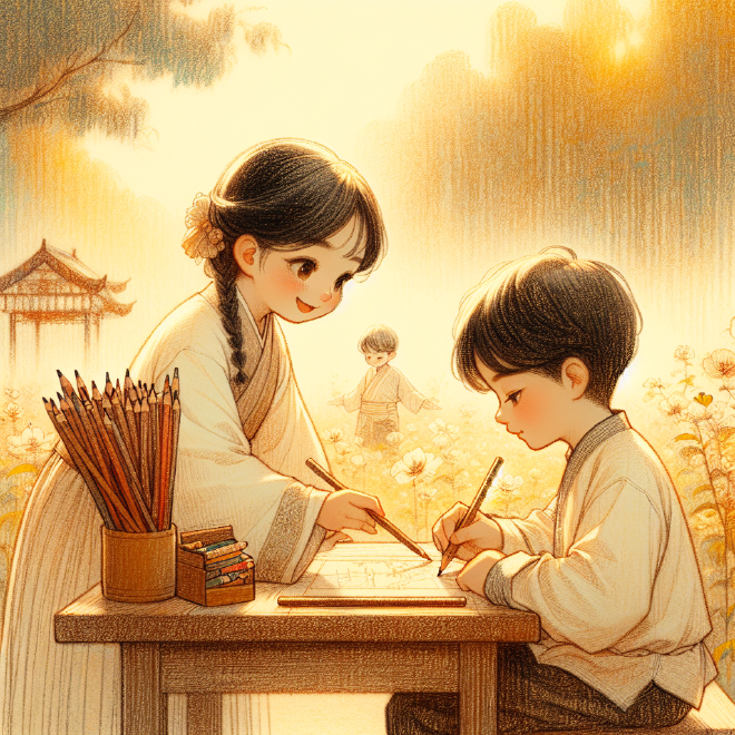 Lili helps her friend Xiaoming prepare for his Chinese exam, boosting his confidence and making learning Chinese more enjoyable.