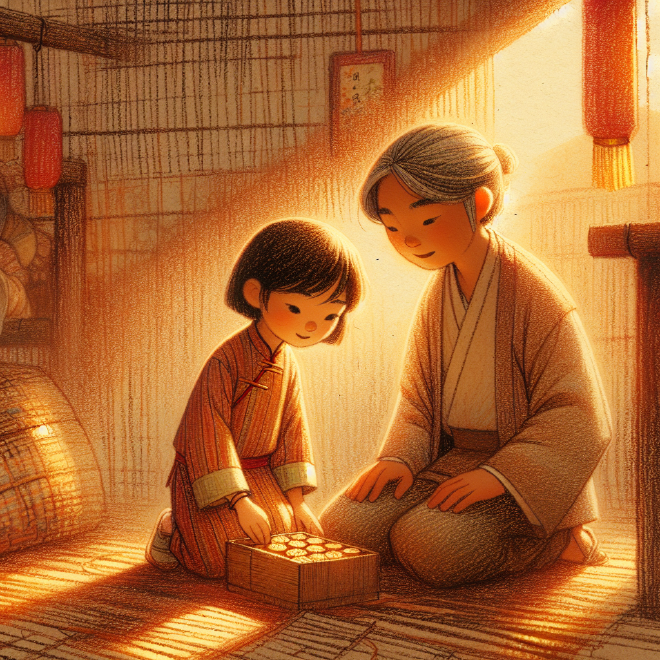 Lili learns from her grandmother to make mooncakes for the Mid-Autumn Festival, improving with practice and ultimately delighting her family.