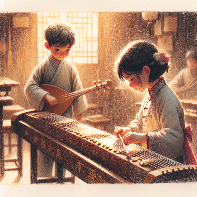 Lili, inspired by a Guzheng performance, perseveres through difficult practice to master the instrument and prove her dedication to her skeptical friend.