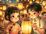 Xiao Ming and Lili, as good friends, celebrate the Mid-Autumn Festival by crafting a lantern together and enjoying the full moon in the park, hoping to repeat the heartwarming tradition every year.
