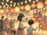 Xiaoming and Lili attend a Lantern Festival exhibit on February 22, 2026, where they enjoy colorful lanterns, dragon dance performances, and make their own lanterns, creating joyful memories together.