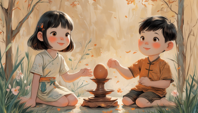 On the Spring Equinox, Xiao Ming learns to balance an egg upright with Lili's help and patience, and through this traditional custom, gains a deeper appreciation for the balance and beauty of nature.