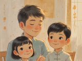 On the eve of the Longtaitou Festival, Xiao Ming and his father got haircuts for good luck, then returned home where his sister Lili taught him to make dragon-shaped noodles, and the whole family celebrated together with hopes for a healthy and happy new year.