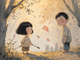 On Qingming Festival, Xiao Ming and Lili join their parents to sweep the ancestral graves, and afterward enjoy flying kites together in an open field, finding both meaning and joy in the day.