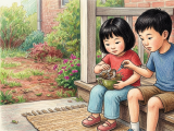 Xiaoming and Lili found an injured bird with a broken wing in their yard and took it home to care for it. They fed it and waited patiently until its wing healed, then released it on a sunny afternoon. The bird sang a grateful song before flying into the sky, leaving them feeling both happy and a little sad.