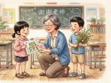 With Teacher's Day approaching, siblings Xiaoming and Lili decide to prepare special gifts for their teacher, including a drawing of the classroom, a thank-you card, and fresh flowers from their garden. The teacher is deeply touched and tells them that their care and thoughtfulness is the best gift of all. Motivated by the teacher's happiness, the siblings study even harder from that day on.